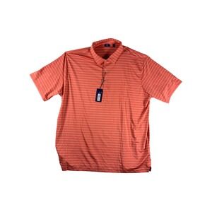 FootJoy Performance Golf Polo Shirt Coral Stripe Mens 2XL Moisture Wicking NEW